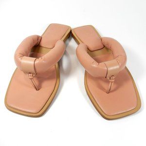 TORY BURCH Puffy Strap Thong Nevada Flat SANDALS Size 5.5 Shell Pink Leather NEW
